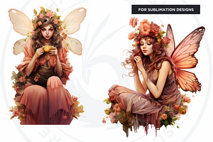 Boho Peachy Fairies PNG Clipart