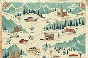 Retro Road Trip Map, a Background Graphic by Printable Treasure (Thumbnail 8 of 9)