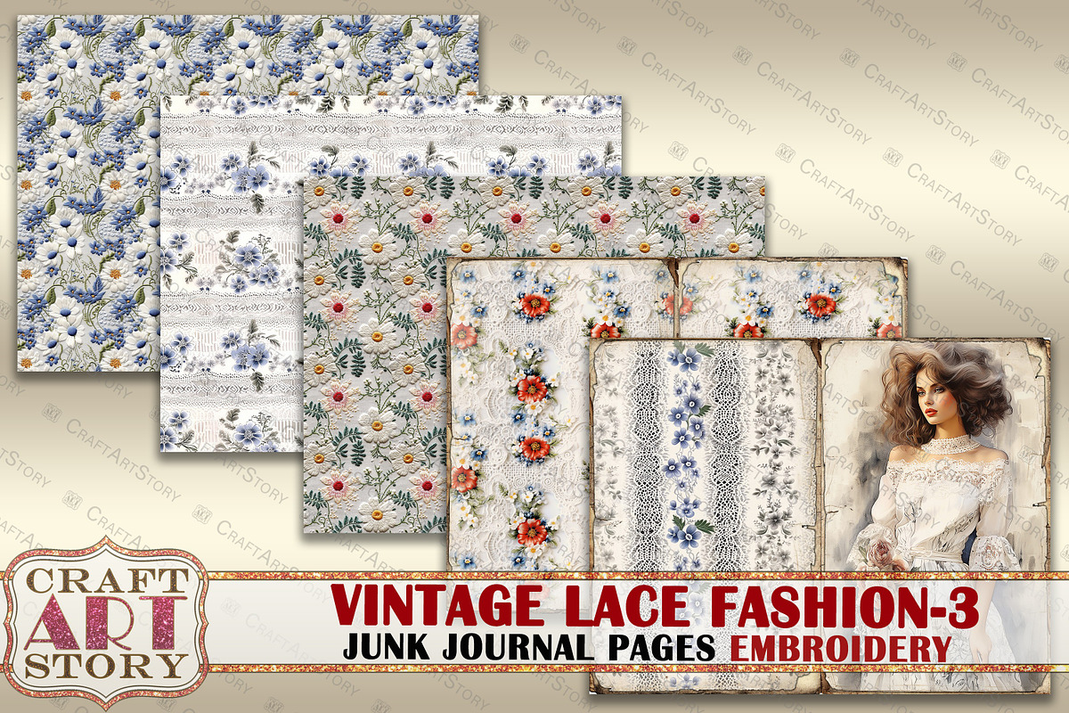 Lace fashion Junk Journal Kit part 3, a Person Illustration by CraftArtStory (Photo 4 of 6)