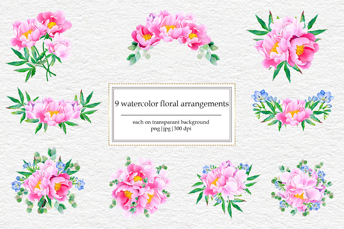 Watercolor Flower Garden Collection, an Illustration by SunnJaneArt (Photo 3 of 14)