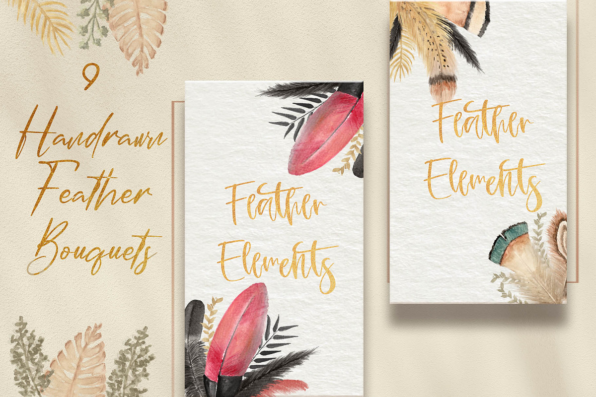 Watercolor Feathers Collection, a Decorative Illustration by GRANCI STUDIOS (Photo 6 of 12)