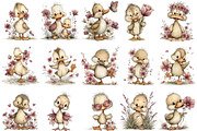 Whimsical Spring Duck Clipart, an Illustration by OK Design (Thumbnail 3 of 6)