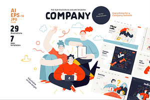 Company, flat web illustrations