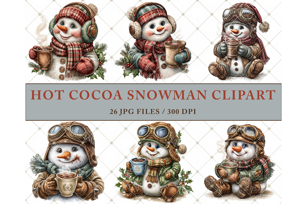 Hot Cocoa Snowman Clipart JPG, an Illustration by Memories By Lea (Photo 10 of 10)