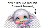 Whimsical Floral Animal Clipart Set, an Illustration by one-touch (Thumbnail 7 of 16)