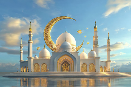 Elegant 3d mosque, a symbol of faith, a Wallpaper Photo by Pavel_design