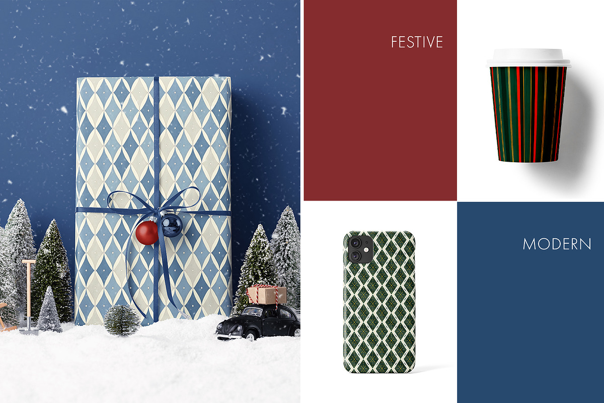 Christmas Abstract Patterns - part 1, a Pattern Graphic by Ninterints (Photo 5 of 19)