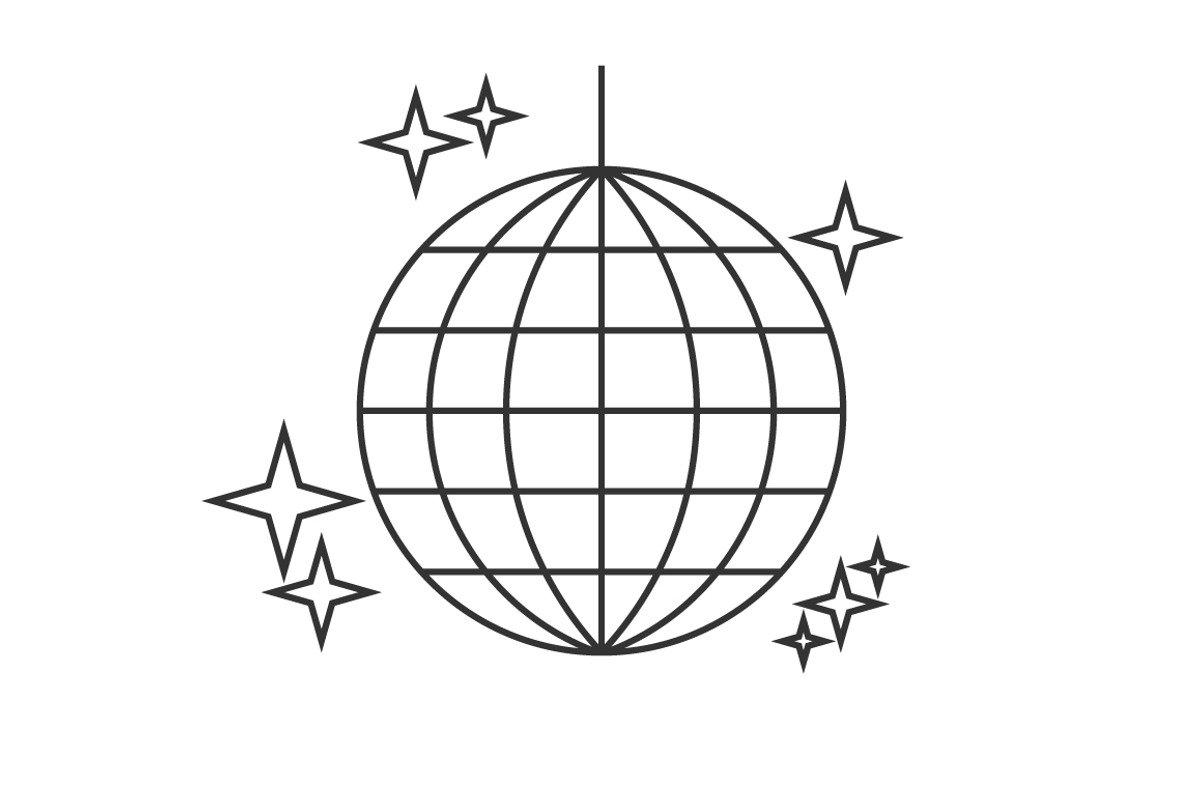 Disco ball line icon, an Outline Icon by Saggitarius, image size:1200x800