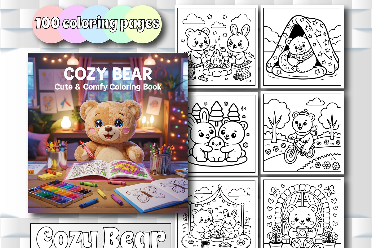 Cozy Bear Cute & Comfy Coloring Book, an Education Illustration by Design Home (Photo 1 of 5)