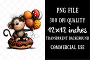 Birthday Animals Whimsical Clipart, a Seasonal Illustration by Designking (Thumbnail 4 of 5)