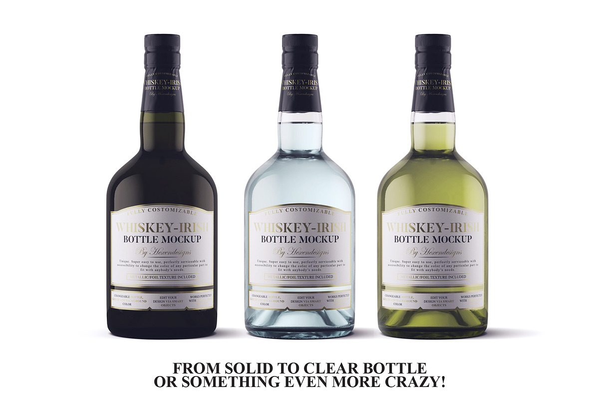 Whiskey-Irish Bottle Mockup, an Advertising Mockup by HexenDesigns (Photo 5 of 12)