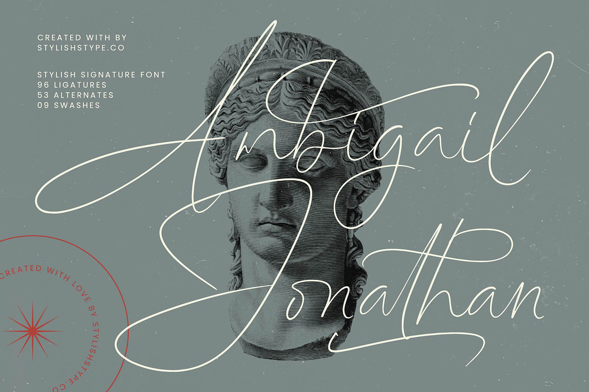 Ambigail Jonathan Stylish Signature, a Script Font by stylishtype.co (Photo 1 of 20)