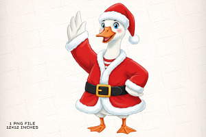 Funny Christmas Goose Santa Goose, an Illustration by SinaCreation