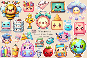 Kawaii School Sublimation Stickers, an Illustration by Creative Art
