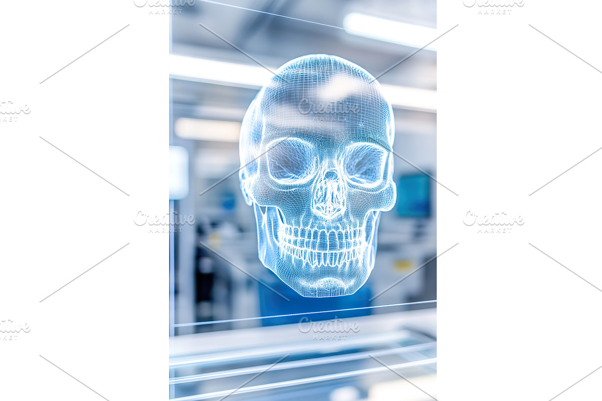 Digital Skull Scan in Modern, an Illustration by Lermont51