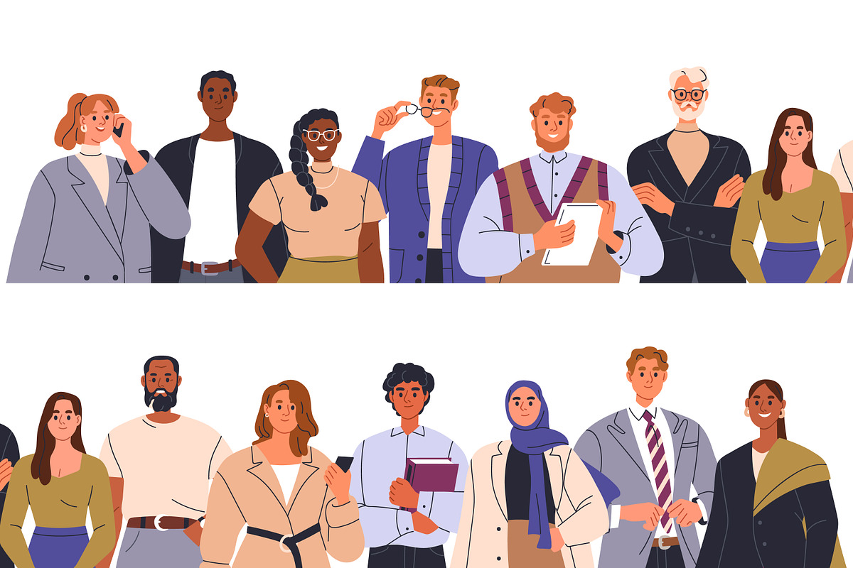 Diverse business people set, banner, a Person Illustration by Good Studio (Photo 6 of 17)