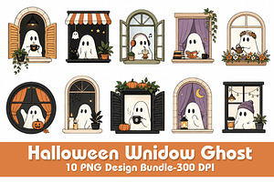 Halloween Window Ghost PNG Bundle