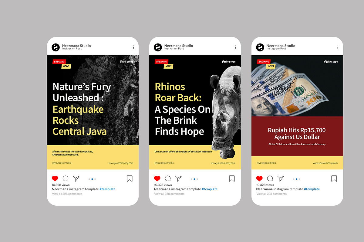 Red Yellow News Media Instagram Post, a Social Media Template by Neermana (Photo 3 of 4)