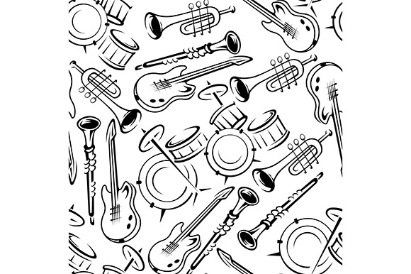 Musical instruments seamless pattern, a Pattern Graphic by Vector Tradition
