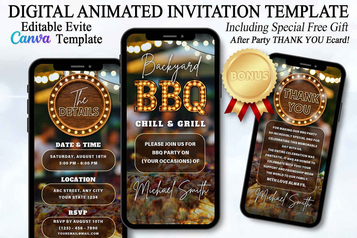 Editable BBQ Party Evite Template, an Invitation Template by V Design Creator (Photo 1 of 8)