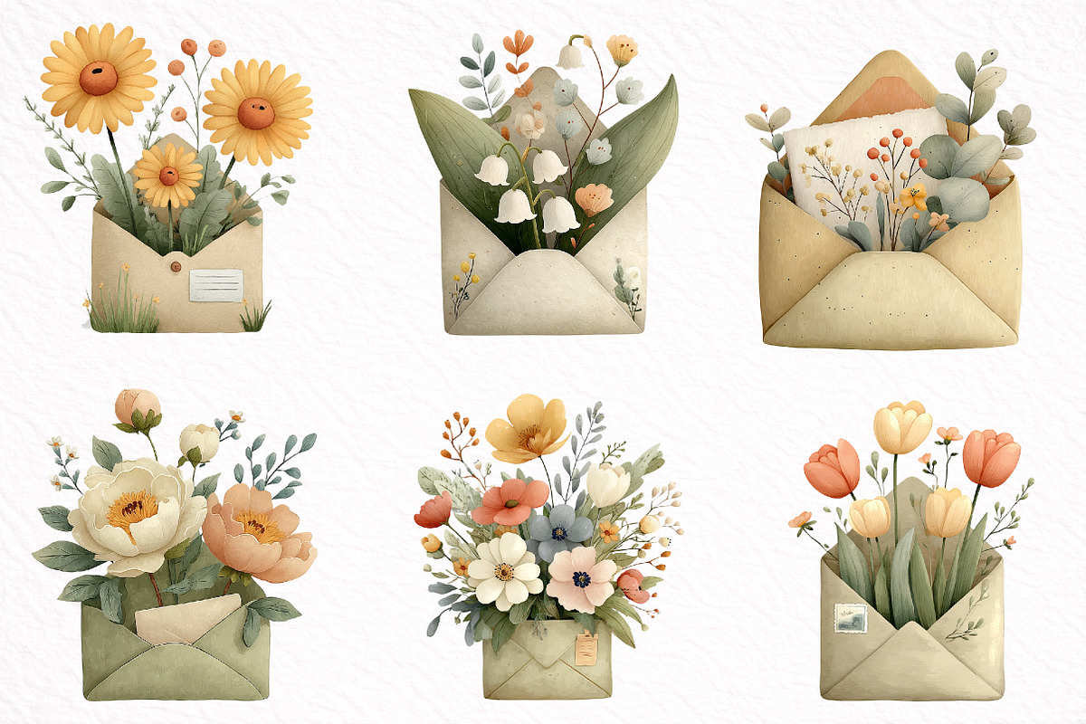 Whimsical Spring Envelope Clipart, an Illustration by DreamArtGraphic (Photo 3 of 8)