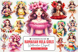 Hawaiian Hula Girls Clipart, an Illustration by RobertsArt