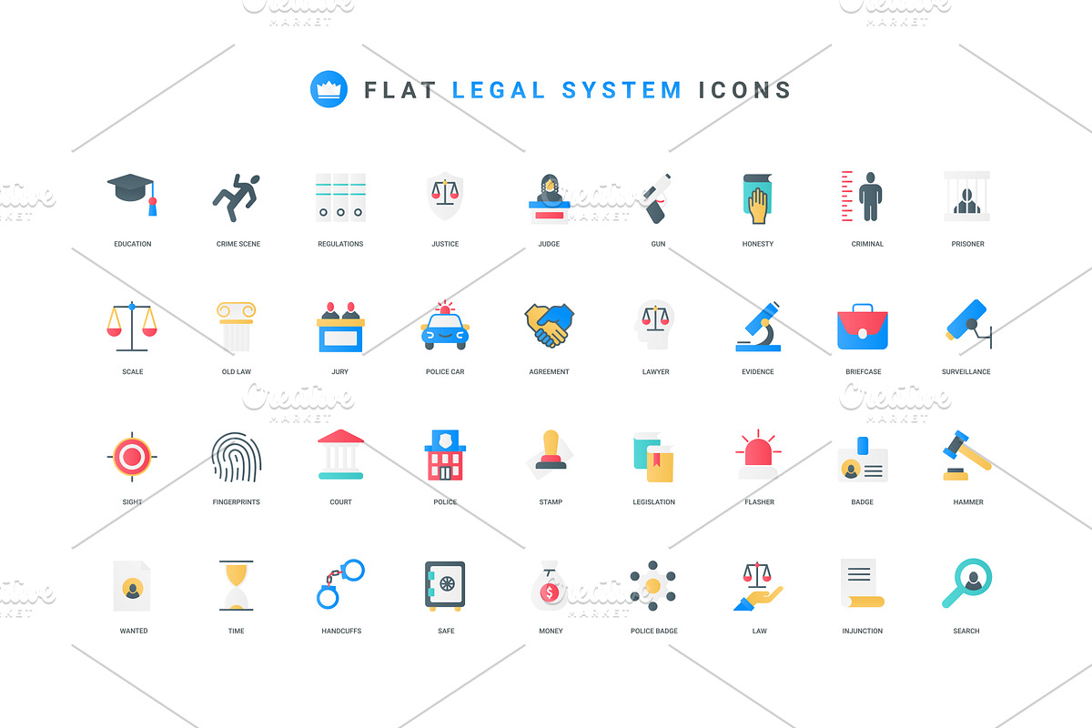 Lawyers court judgment legal icons, an Object Illustration by Lemberg Vector