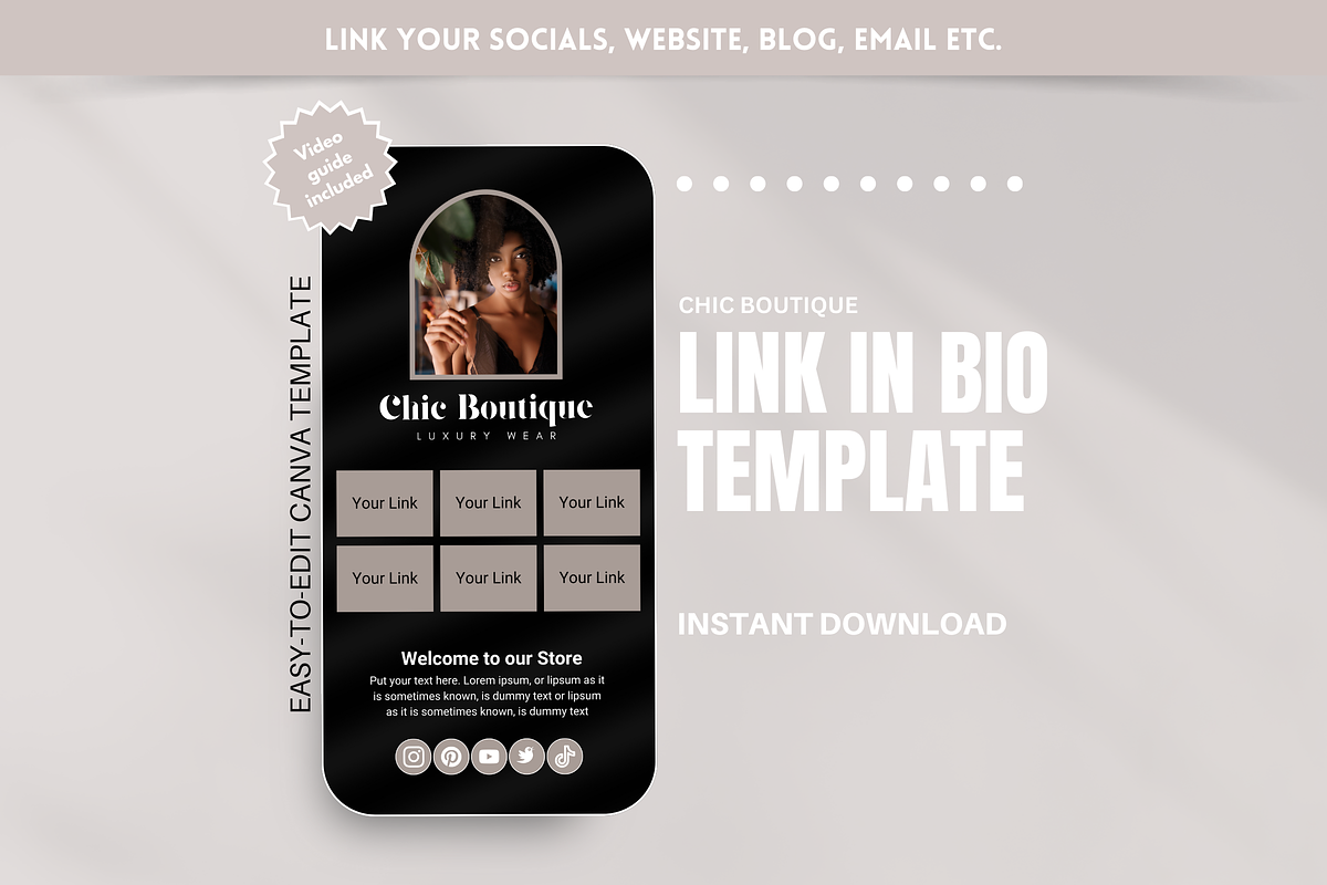 Black Link in Bio, a Landing Page Template by SunshineStudioBoutique (Photo 1 of 9)