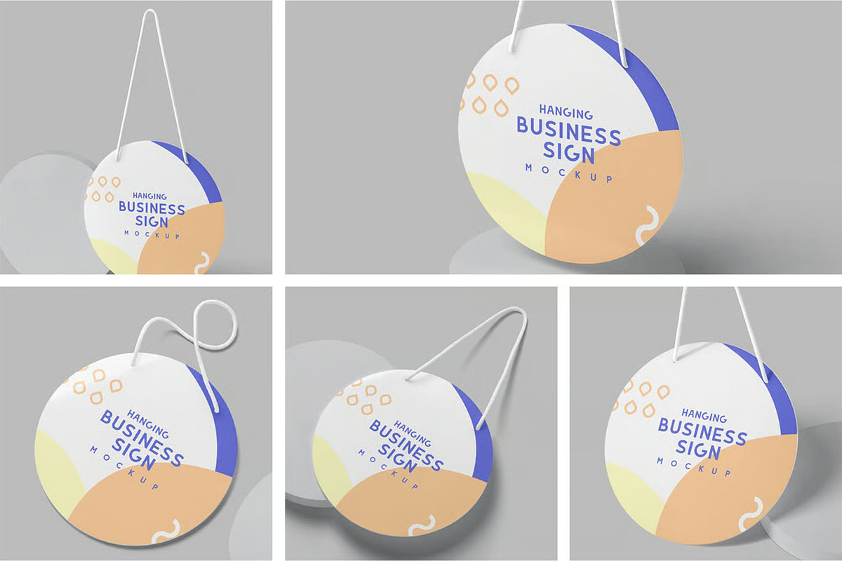 Round Door Sign Mockups, an Advertising Mockup by megostudi0 (Photo 1 of 7)