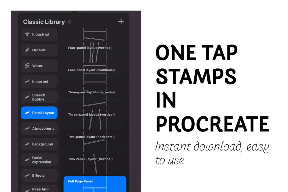 Comic Panel Layout Stamps for Procre, a Brush Add-On by An Inkling Of Curry (Photo 3 of 3)