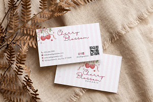 Cherry Blossom Business Card Canva, a Business Card Template by Arslan