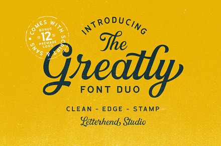 Greatly Font Duo + Logo Templates, a Script Font by Letterhend Studio