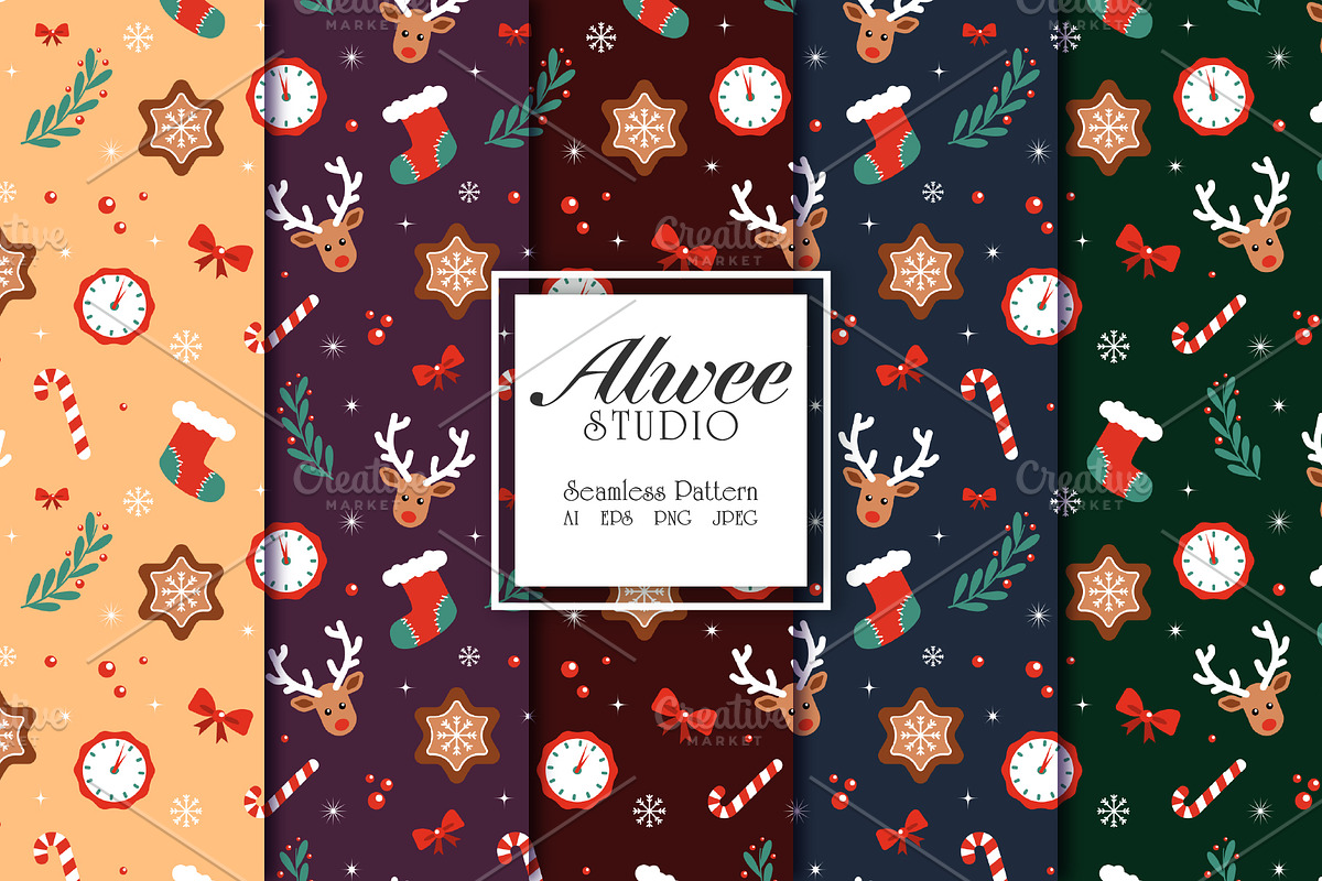 Christmas Seamless Pattern Bundle, a Pattern Graphic by Alwee Studio (Photo 3 of 9)