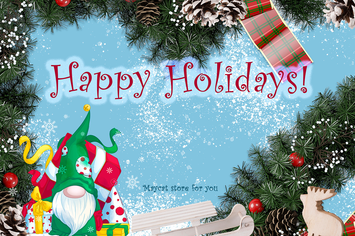 Holiday Gnome. Christmas, a Decorative Illustration by Maycat_store (Photo 3 of 3)