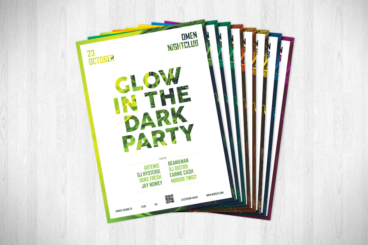 Glow In The Dark Party Flyer, a Flyer Template by NeonLeon (Photo 3 of 3)