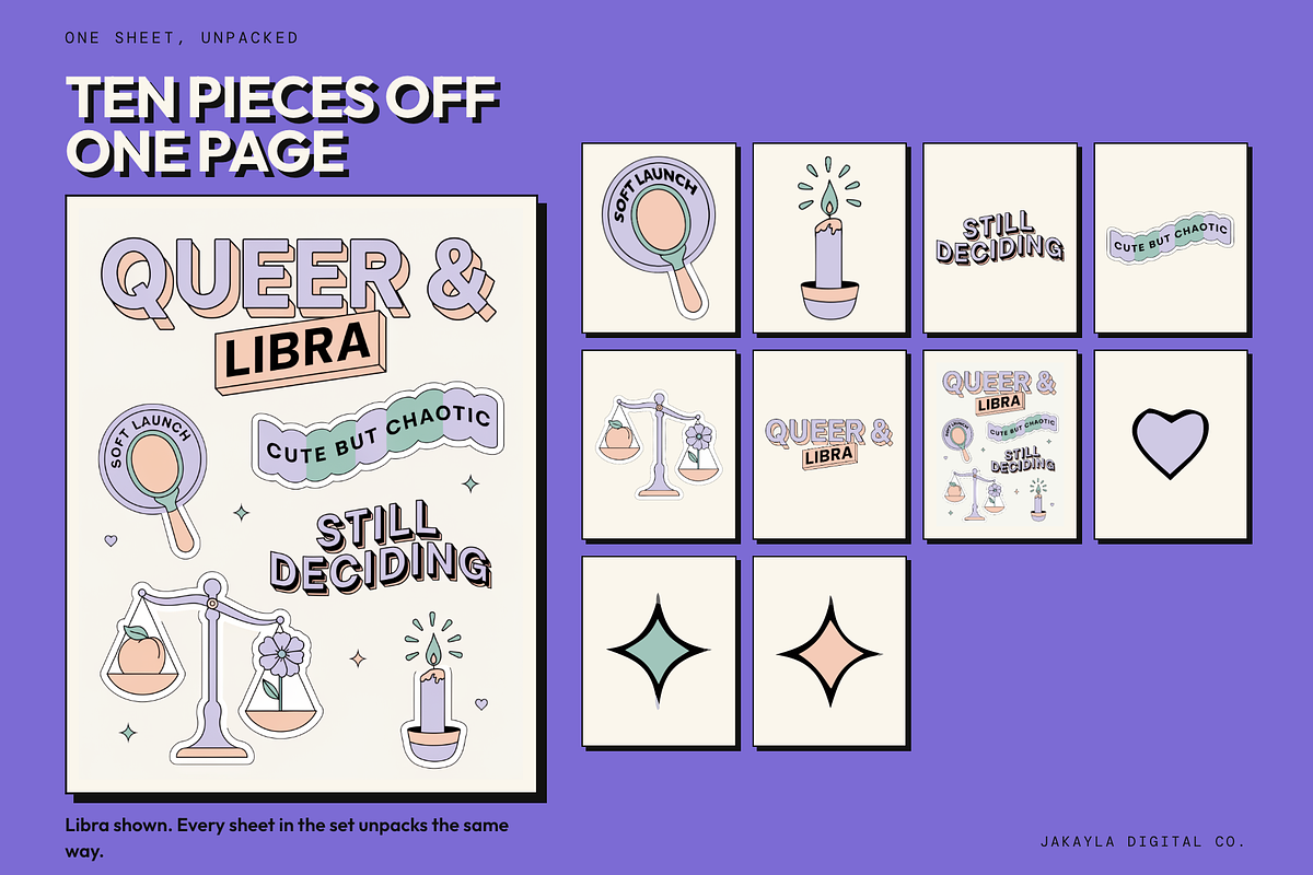 Queer Zodiac Stickers, 16 Sheets, an Object Graphic by Jakayla Digital Co (Photo 9 of 11)