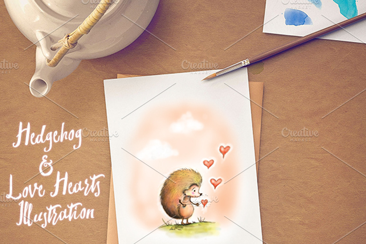 Hedgehog & Love Hearts Illustration, an Animal Illustration by Shadowspark (Photo 1 of 3)