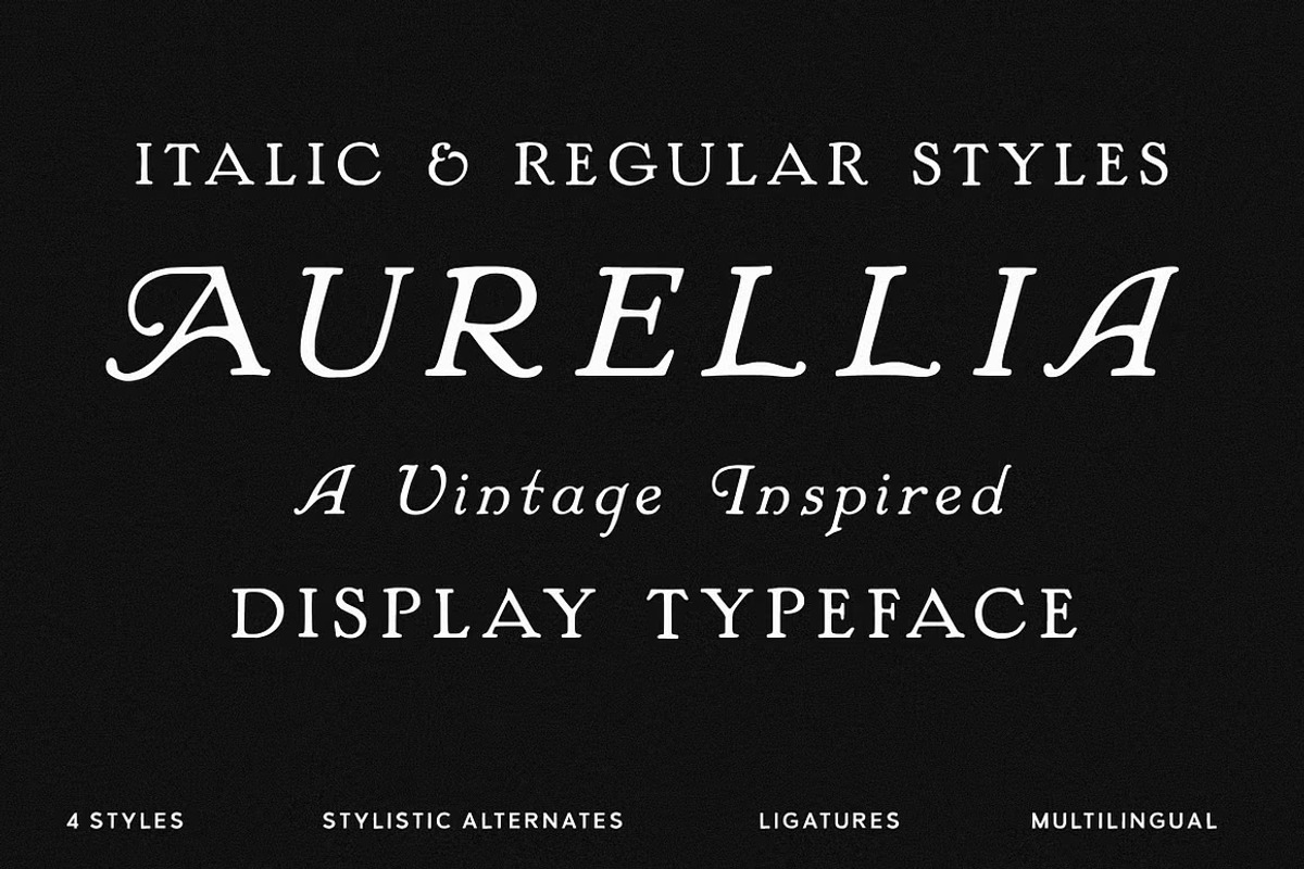 Aurellia - A Vintage Display Font, a Script Font by Tom Chalky (Photo 1 of 7)