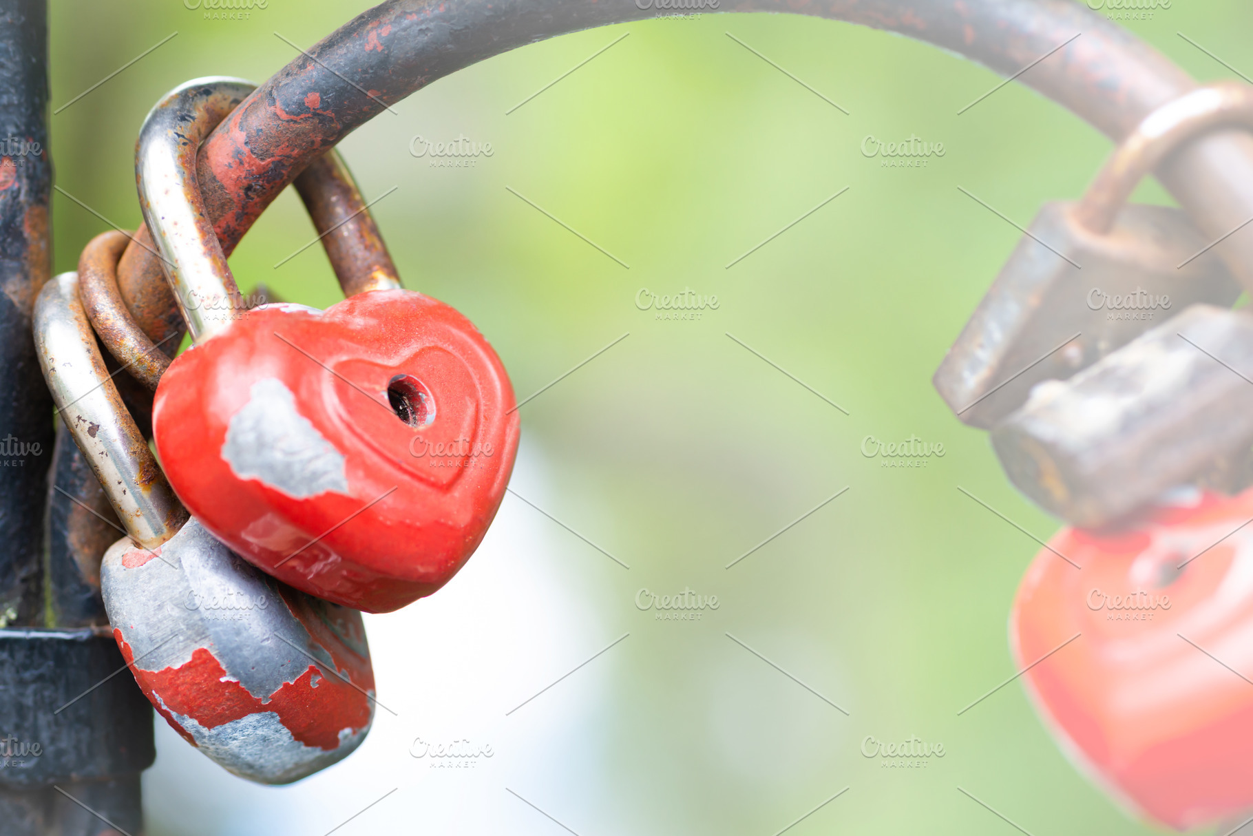 Red lock padlock love heart, a Business Photo by Vapi