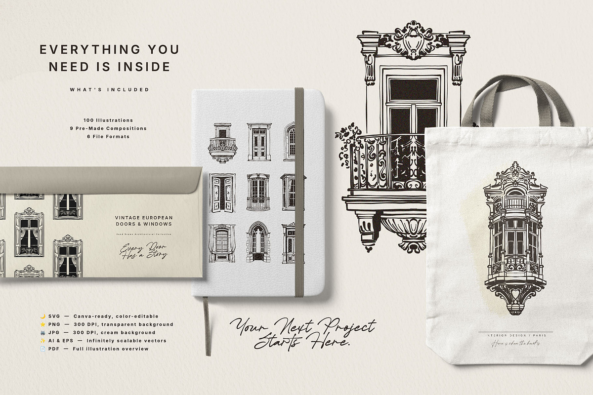 100 Architectural Door Illustrations, an Object Illustration by KetteCreate (Photo 8 of 14)