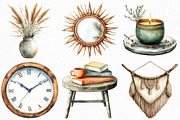 Watercolor Boho Interior Clipart, an Illustration by Craft Nest (Thumbnail 5 of 6)