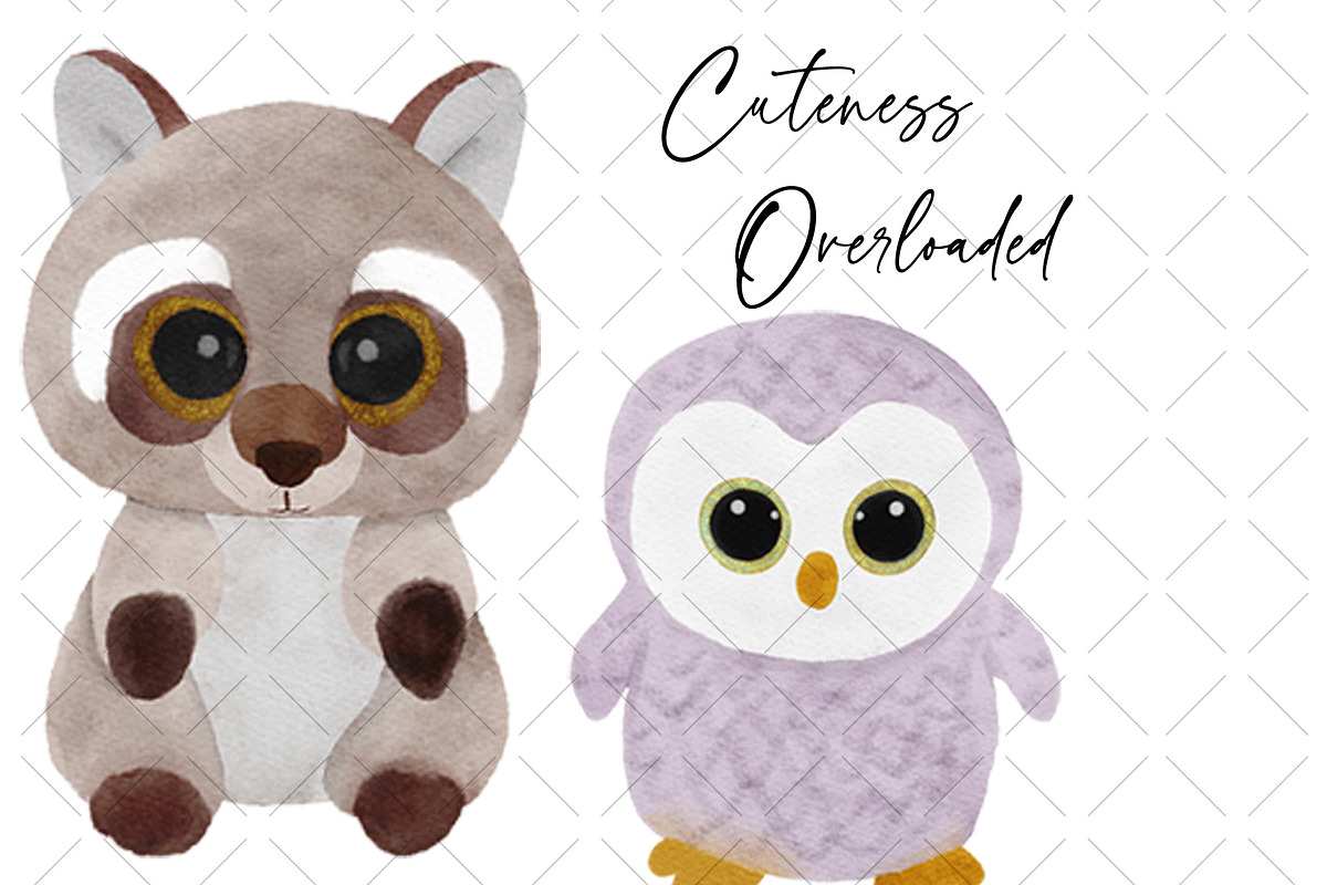 Beanie Boo Watercolor Clipart, an Animal Illustration by NancyDzines (Photo 2 of 3)