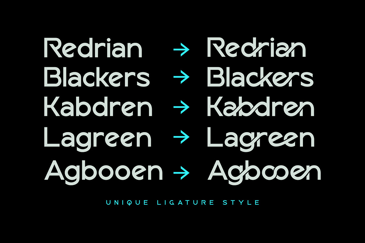 Gedbar - Modern Ligature Logo Font, a Sans Serif Font by Sealoung (Photo 2 of 11)
