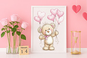Watercolor Valentine's Teddy Bear, an Illustration by Canvas Craft (Thumbnail 6 of 6)
