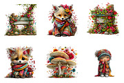 Whimsical Garden Friends Clipart Set, a Seasonal Illustration by CreationArt (Thumbnail 5 of 6)