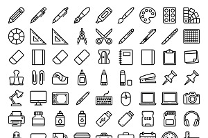 41 Creative Studio Supplies Icons, an Outline Icon by adenpinkstore