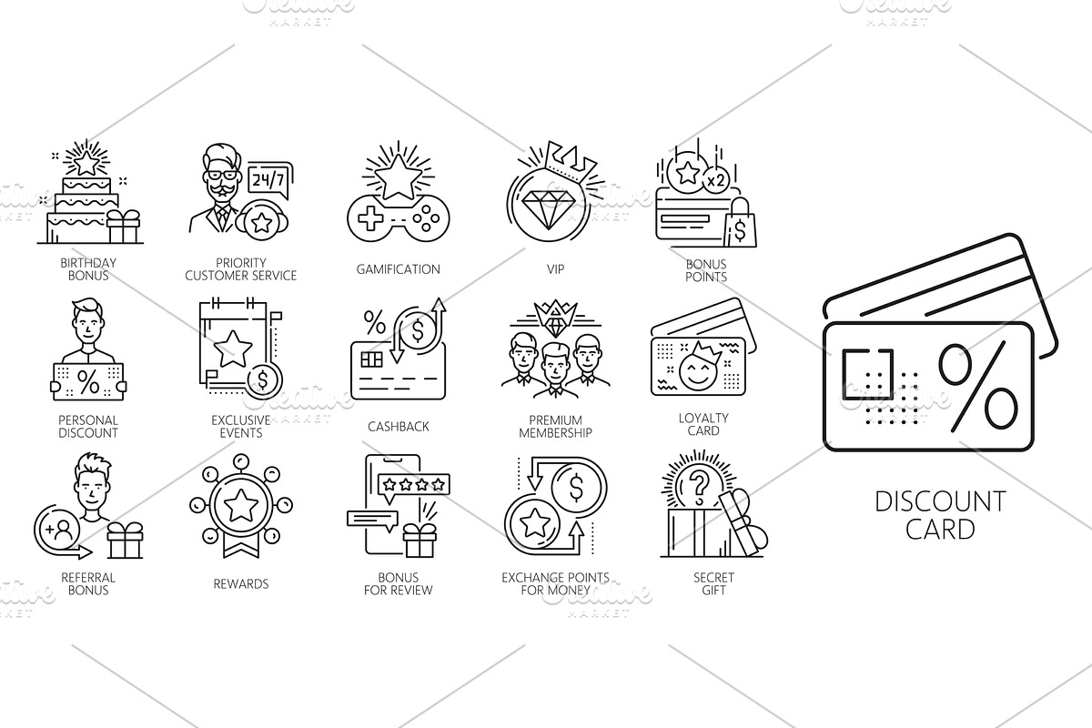 Exclusive loyalty benefit icons, a Finance Illustration by Vector Tradition