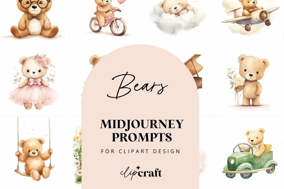 Watercolor Transport Bears Prompt, an Animal Illustration by ClipCraft (Photo 1 of 9)