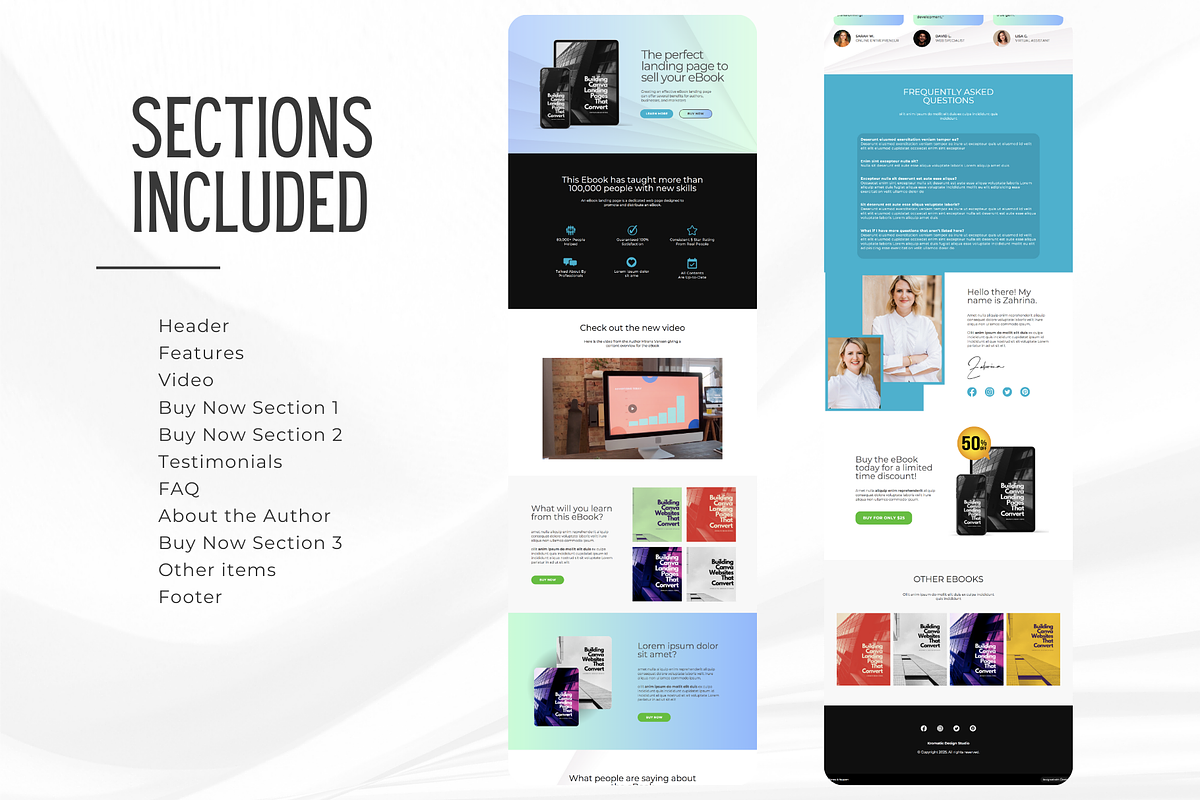 Ebook Landing Page Template Canva, a Landing Page Template by Kromatic Design Studio (Photo 3 of 8)