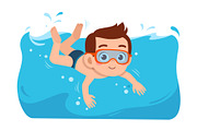 kid swimming in the pool, an Education Illustration by Colorfuel Studio